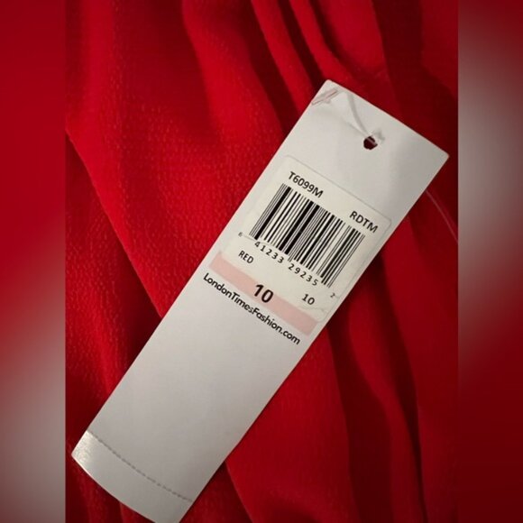 NWT LONDON TIMES T6099M V Neck Cap Sleeve A-Line Dress Size 10 - Picture 13 of 13
